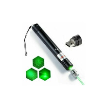 Herramienta láser verde brillante, puntero recargable con diseño táctico para usos profesionales y recreativos.