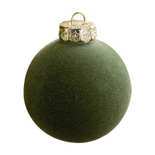 Velvet Christmas Balls Green 3.15 Inch 6 Pcs