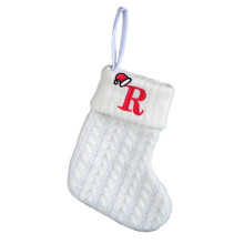 Knitted White Christmas Stocking with Initial R