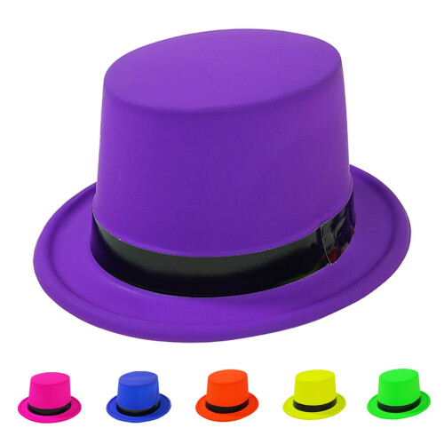 Fluorescent Ribbon Fedora Hat - One Size 2