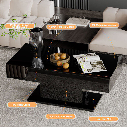 Modern Black Coffee Table for Living Room 2