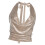 Pleated Adjustable Strap Bare Midriff Top Lightweight-M Khaki 1