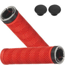 1 Pair Shock Absorbing Mountain Bikes Handlebars End Grip-Red