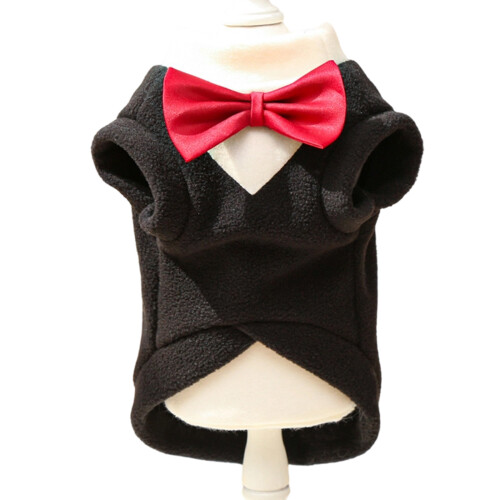 Bowtie Suit for Small Dog Sweatshirt Thick Coat-Black M.