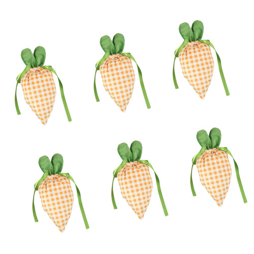 6Pcs Easter Carrot Shape Fabric Gift Bag-Citrus gingham