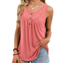 Women's flowy camisole, summer sleeveless loose pleated-Pink M