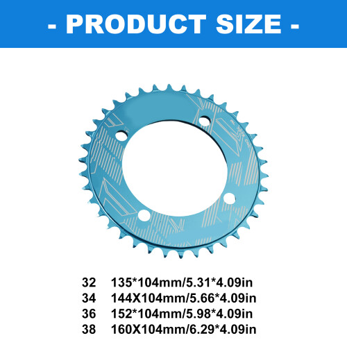 Bicycles 104BCD Crank Narrow Wide Chainring-Red 32T 2