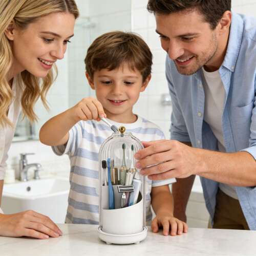 Secure Anti Slip Toothbrush Holder- custard color 1