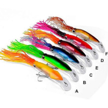 (Multicolor) 6PCS/Pack Fishing Lures Squid Octopus Jig with Skirt Bass Bait Hook Tackle 40g
