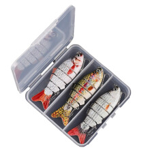 (Set D) Fishing Lures for Bass Trout 6-segment Hard Body Lures with Treble Hook Swimbait