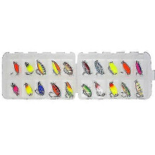 Hmwy-20pcs Trout Spoon Lure Set Mixed Colors Artificial Metal Bait Freshwater Lake Fishing Tackle