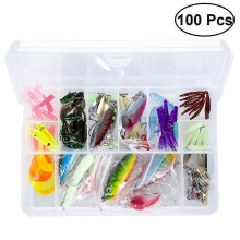100pcs Fishing Lures Spinners Plugs Spoons Bait Pike Trout Salmon Box Set
