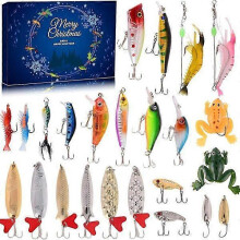 Fishing calendar 2025, 24-day advent calendar with fishing lures, fishing accessories advent calendar, fishing accessories set, countdown calendar for