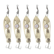 BuyWeek Lure Blanks, 5Pcs Topwater LED Fishing Lure Tackle Stainless Steel Crankbait Hard Fishing Lures Kit for Fishing Accessories(Gold)