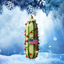 Green Acrylic Pickle Ornament Cucumber Pendant with Lanyard