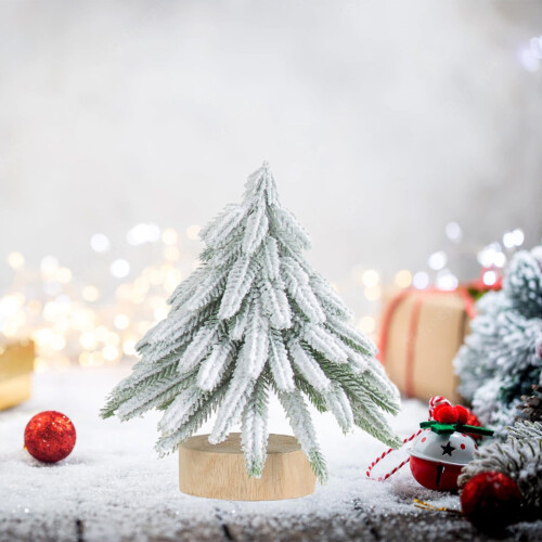 Mini Christmas Tree PVC Desk Decor White 12cm 1