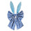 Easter Bunny Ears Wreath Bow Rustic Buffalo Plaid Sky Blue 1