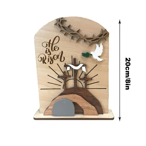 Wooden Easter Resurrection Ornament with Cross and Empty 1