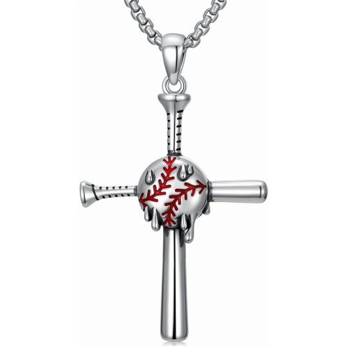 Colier cu cruce de baseball din argint 925