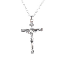 Colier cu pandantiv Crucifix din aliaj metalic argintiu