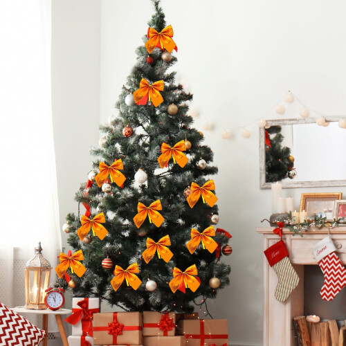 Christmas Indoor Decorations Orange Mini Tree Ornaments 12 1