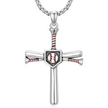 Colier cu cruce de baseball din argint 925, model 61 cm