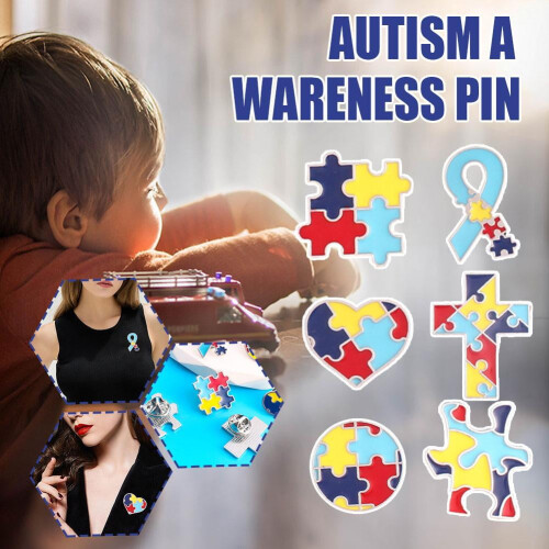 Legering Autism Pussel Brosch 7 Färger Set 2