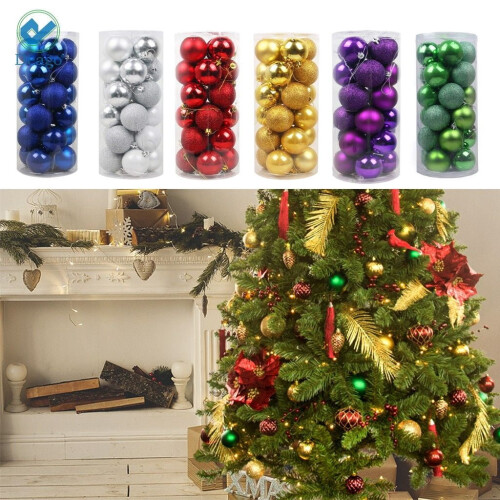 Purple Plastic Shatterproof Ball Ornaments with Hooks 24 2