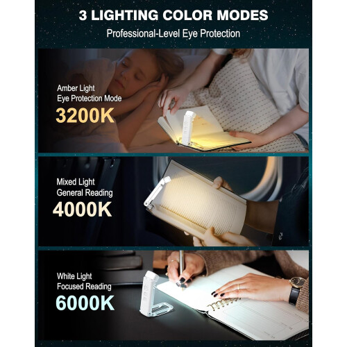 Επαναφορτιζόμενη λάμπα βιβλίου, με θήκη σελίδας βιβλίου, κλιπ λάμπας ανάγνωσ 2