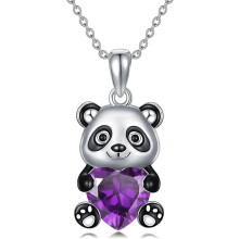 Colier cu pandantiv Panda din argint 925 cu citrină