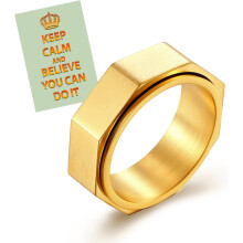 Silver Hexagon Spinner Ring for Men 8mm