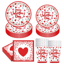 Valentine's Day Tableware Set – Heart Design, 80-Piece
