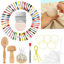 Wood Darning Kit with Egg Mushroom Tools 50 Threads
