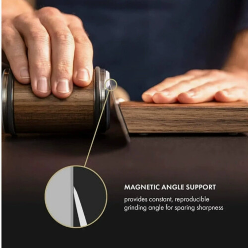 Walnut Rolling Knife Sharpener - Kitchen Knife Sharpener for Razor Sharp Edges - Easy Knife Sharpening Kit - (Free 600-mesh diamond) 1