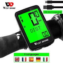 5 Languages Bicycle Computer USB Rechargeable Bike Odometer Speedometer for Road MTB
