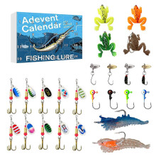 24Pcs Christmas Fishing Baits Sinking Wobblers Topwaters Artificial Hard Baits Rotating Fishing Lure for Fishing Tackle Multicolor