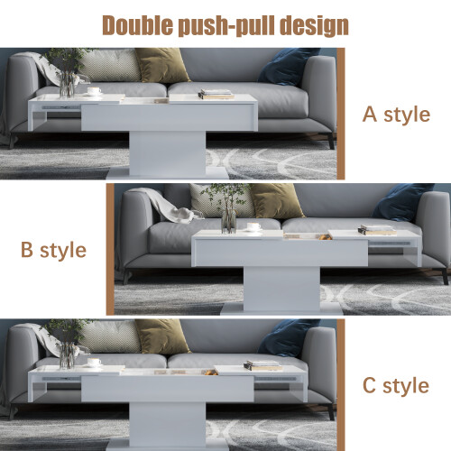 White Coffee Table with Storage 1