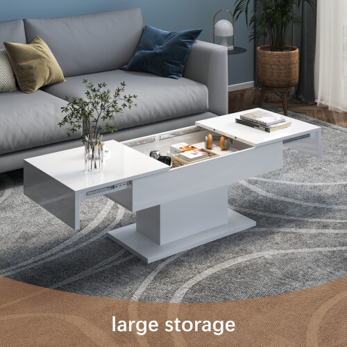 White Coffee Table with Storage 2