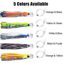 Saltwater Trolling Lures for Tuna Mahi Marlin Dolphin Durado Wahoo Trolling Skirted Offshore Big Game Fishing Lures Deep Sea Squid Skirts Rig inch 6/9
