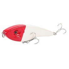 (Red and White) Sea Fishing Hard Lure VIB, Sinking Rattling Bead Double Hooks, 15cm 55g, Sea Fishing Hard Bait