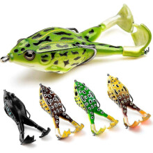 1pcs Topwater Frog Lure Bass Trout Fishing Lures Kit Set Realistic Prop Frog Soft Swimbait Floating Bait with Weedless Hooks for Freshwater Saltwater