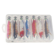 Squid Fishing with Hook Wood Shrimp Bait Wobbler Jigs Fishing Squid Jigging Lure Turlutte Squid Wit