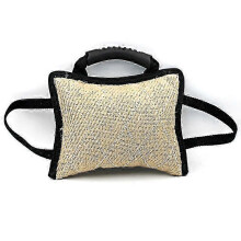 Durable Dog Training Bite Tug Toy with 3 Handles Jute Linen Bite Pillow (haoyi)