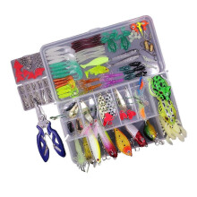 (155 Pcs Set 1) Freshwater Saltwater Worms Crankbait Tackle Set Effective Fishing Lures Kit