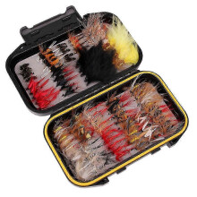 (100 Pcs) 2026 Fly Fishing Flies Kit with Fishing Tackle Box for Case, Dry Wet Flies, Nymphs, Streamers for Bass Salmon Trout Fishing L