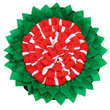 (Red) Pet Dog Snuffle Mat Puzzle Toy Slow Feeder Bowl Plush Round Pad For Small Medium Dogs Machine Washable Sniffing Training Blanket