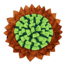 (Green) Pet Dog Snuffle Mat Puzzle Toy Slow Feeder Bowl Plush Round Pad For Small Medium Dogs Machine Washable Sniffing Training Blanket