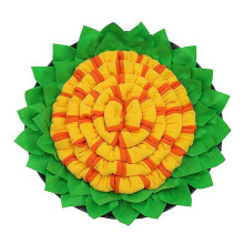 (Yellow) Pet Dog Snuffle Mat Puzzle Toy Slow Feeder Bowl Plush Round Pad For Small Medium Dogs Machine Washable Sniffing Training Blanket