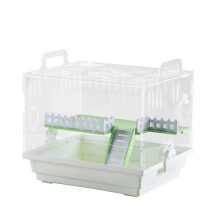 (Green platform on wh) Transparent Hamster Cage Easy to Clean Breathable- House Easy to Assemble High-end House with Platform Ladder