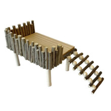(No fixed general mod) Parrot Stand Hamster Wooden Platform Natural Wood Playground with Climbing Ladder for Small Pets Easy to Install